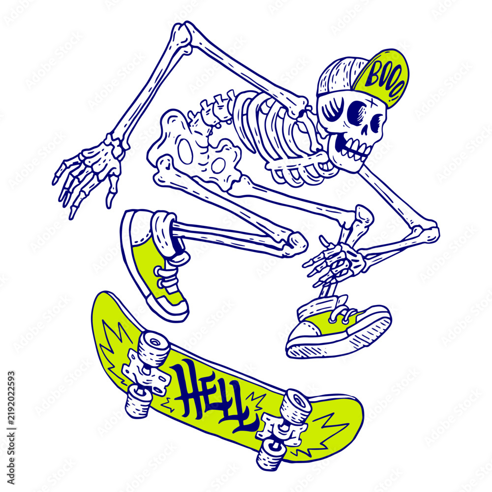 Fototapeta premium Skeleton skateboarding