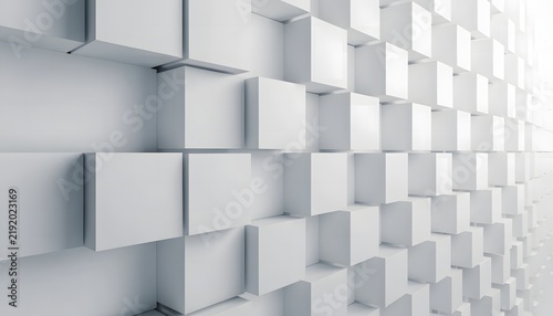 Obraz na płótnie White cubic boxes arranged in depth creating abstract 3d background.