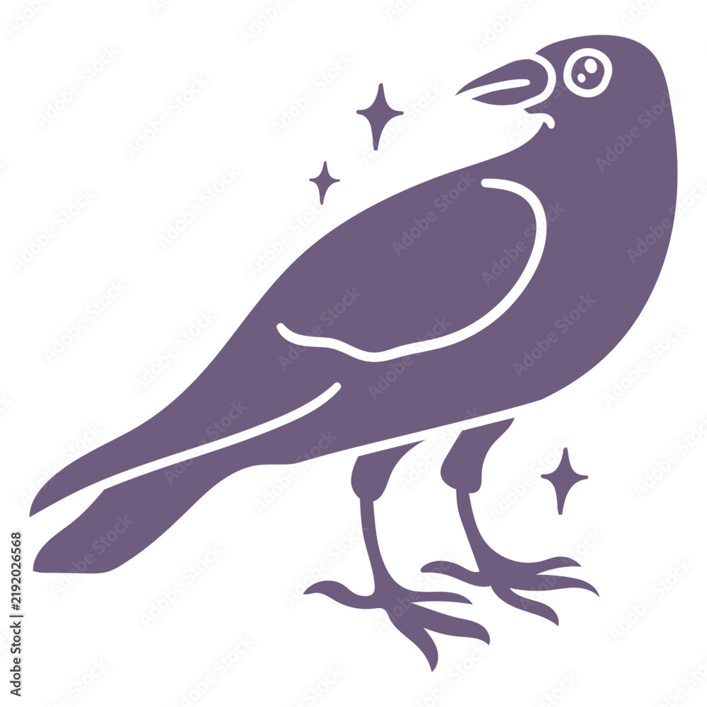 Obraz premium Halloween raven kawaii simple magic cartoon
