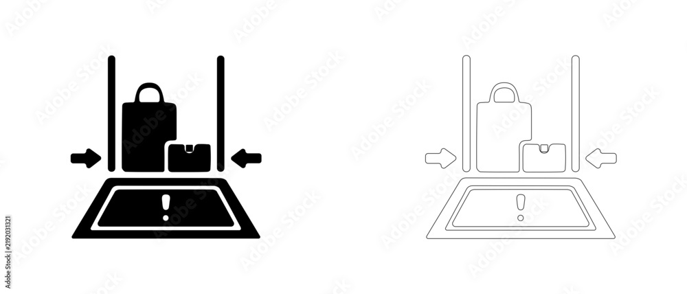 Obraz premium Sanitizing shoe mat carpet vector icon filled and outline, entrance disinfection mat and hygiene barrier symbol.