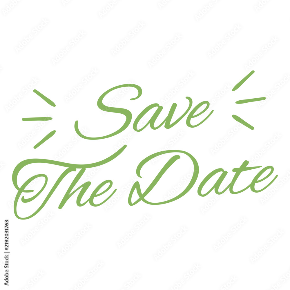Fototapeta premium Save the date green lettering quote