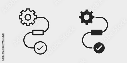 SaaS Workflow Management Icon represents organized management of cloud-based workflows, tasks, processes, and business operations within a software platform in stroke and filled styles.