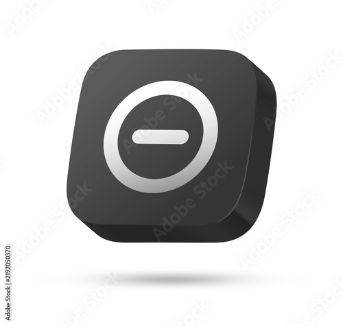 Фотография 3D black rounded square button with white minus circle symbol for remove, delete