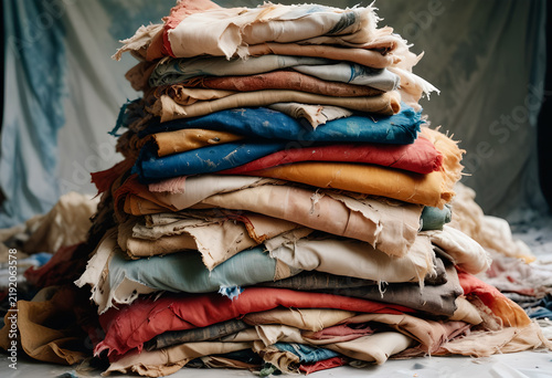 stack of colorful clothes, textile aesthetic, folded dress materials, fashion industry 