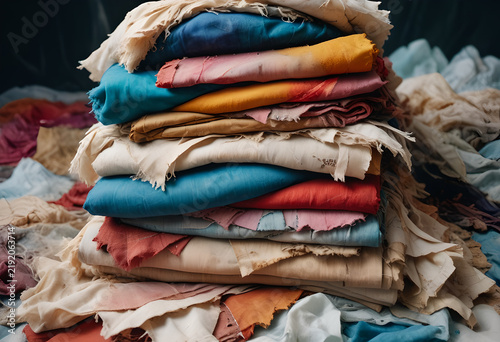 stack of colorful clothes, textile aesthetic, folded dress materials, fashion industry 