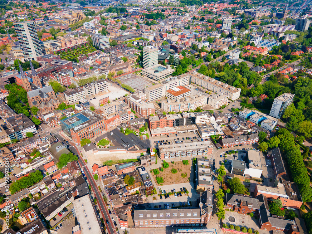 Obraz premium Panoramic view from above Eindhoven city skyline, Netherlands