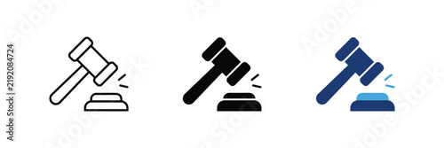 Obraz na plátne Ad auction and keyword bidding gavel vector icon set