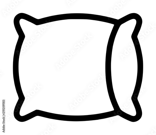 Fotografie Plump rectangular bed pillow with four pointed corner ears and a curved side env