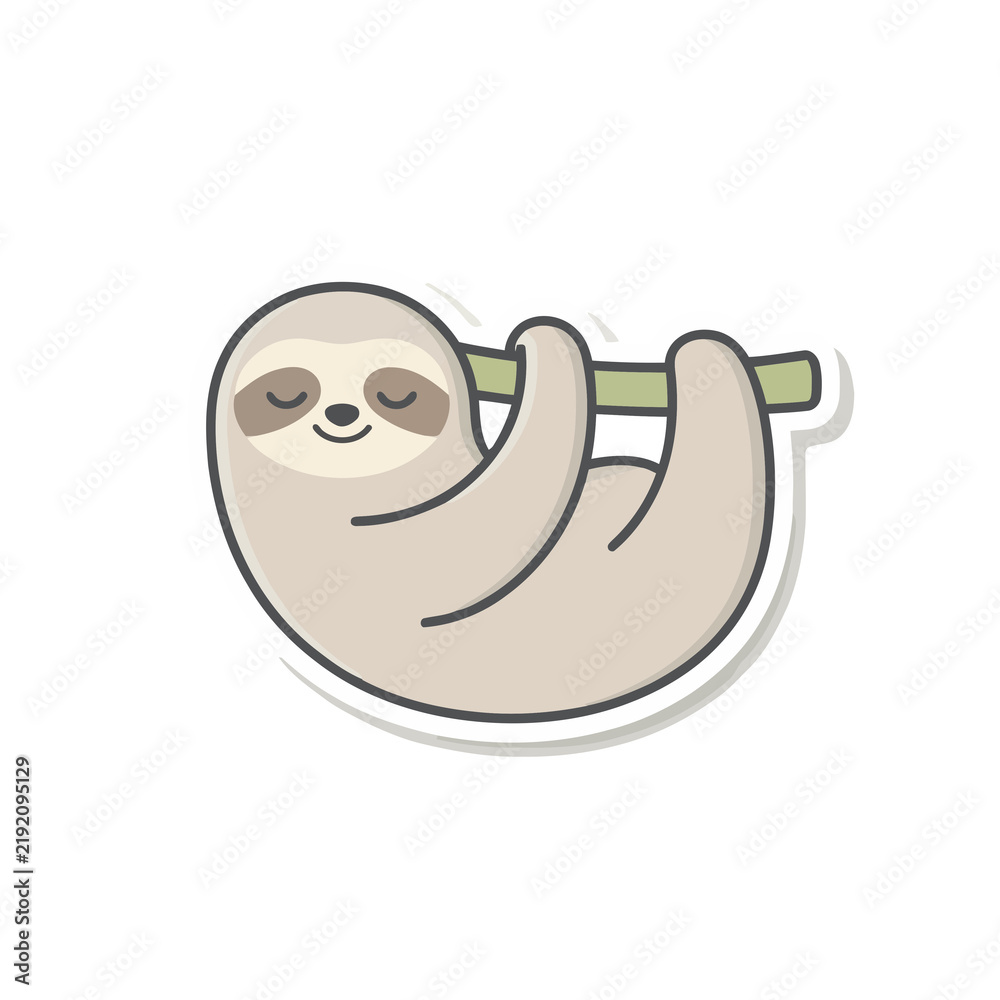 Obraz premium Cute sloth hanging on a branch
