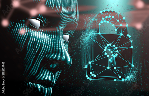Foto Datos digitales del candado de seguridad de inteligencia artificial