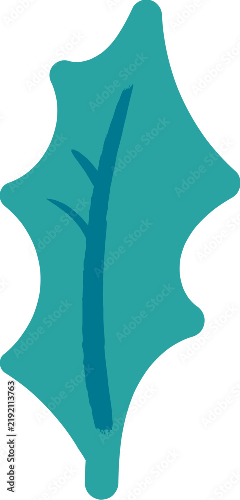 Naklejka premium Holly Leaf Minimal Shape Cartoon
