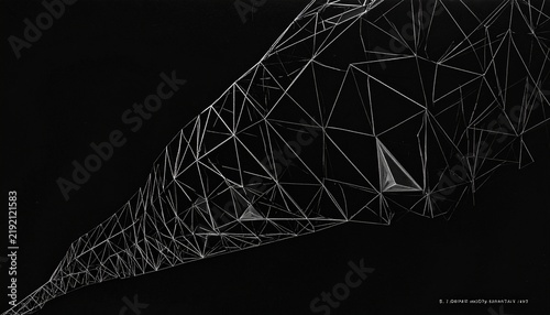 Obraz w ramie 3d geometric wireframe animation showcasing abstract mathematical structure with dynamic particle effects
