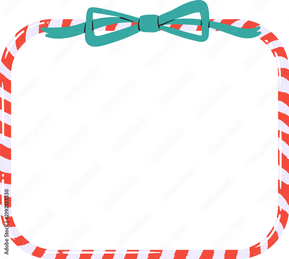 Fototapeta premium Candy Cane Frame With Bow Cartoon