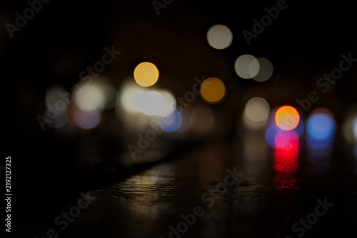 Nighttime photo with a blurred effect, suitable for backgrounds.