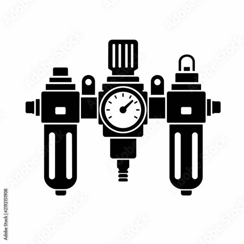 Industrial pneumatic pressure gauge and filter regulators.