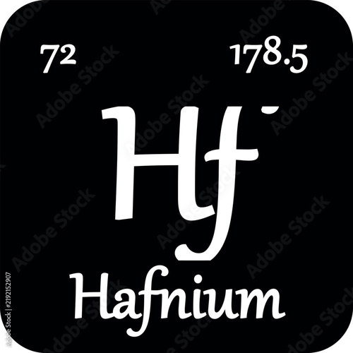 Hafnium periodic table element chemistry symbol. Vector Hafnium atom gas icon