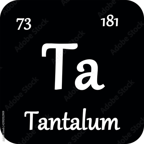 Tantalum periodic table element chemistry symbol. Vector Tantalum atom gas icon
