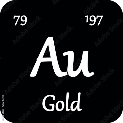 Gold periodic table element chemistry symbol. Vector Gold atom gas icon