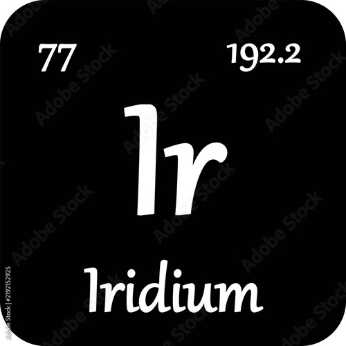 Iridium periodic table element chemistry symbol. Vector Iridium atom gas icon