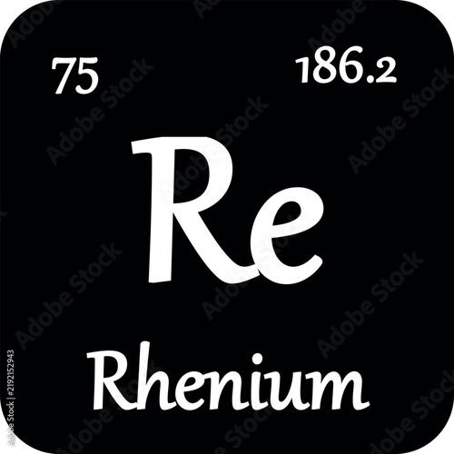 Rhenium periodic table element chemistry symbol. Vector Rhenium atom gas icon