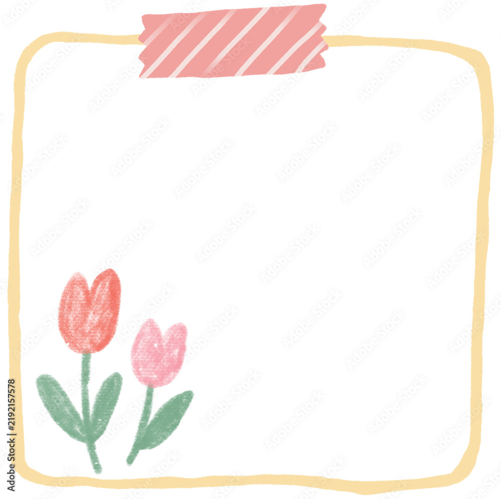 Fototapeta premium Cute Tulip Floral Memo Frame with Copy Space