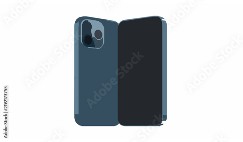 Premium Blue Smartphone Front and Back Mockup Vector Illustration