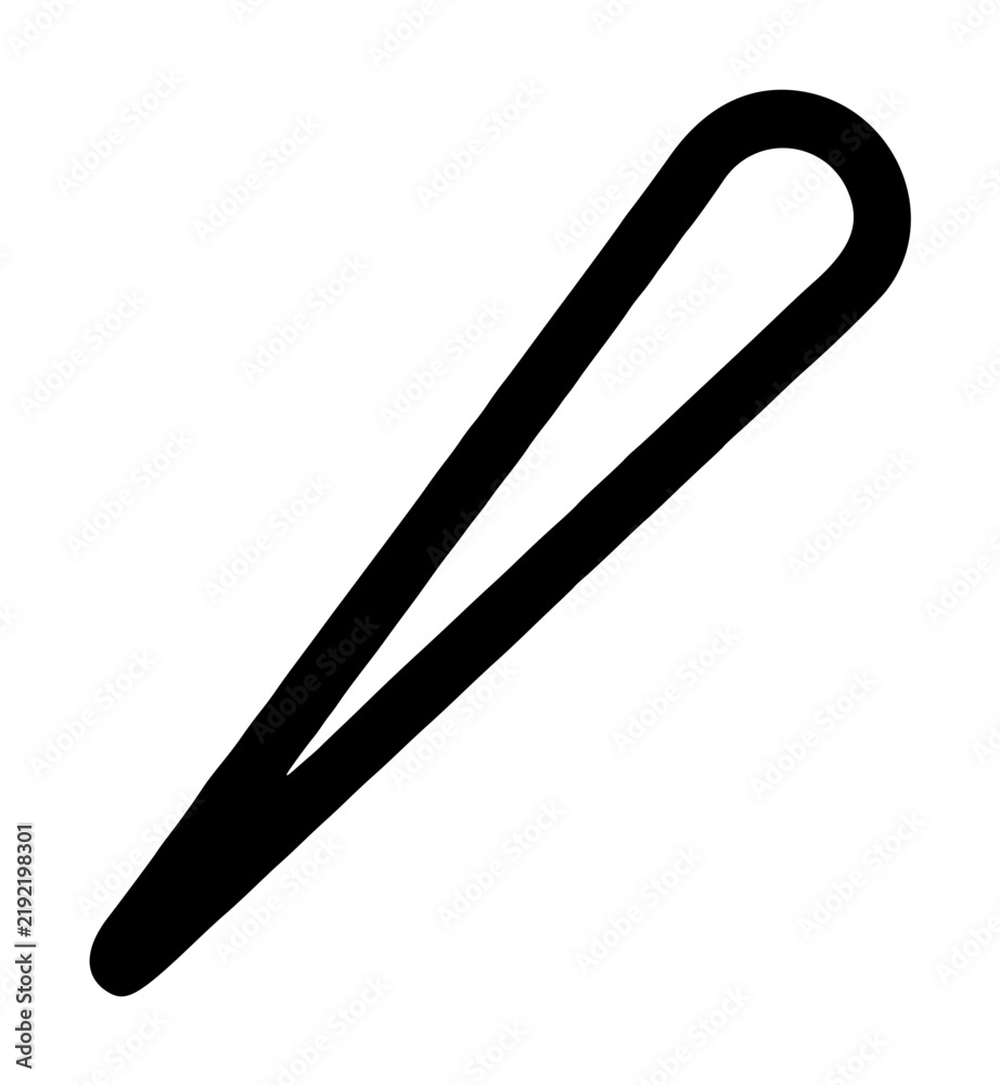 Obraz premium Slender sports ball inflation needle with a rounded head connector tapering down to a pointed metal nozzle tip, crafted as a thick outline vector icon centered against an empty white backdrop