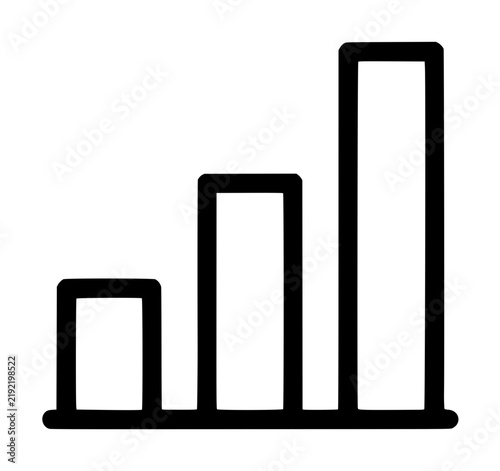 Bild auf Leinwand Comparative statistics chart displaying three upright rectangular bars of ascend