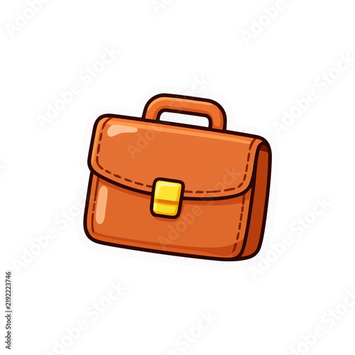 Cartoon leather briefcase icon for business and office work