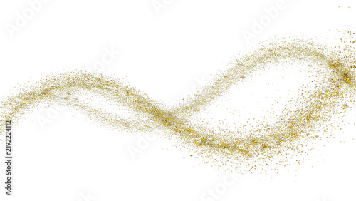 Golden glitter wave pattern with sparkling dust particles on transparent background sparkle gold shimmer texture abstract vector graphic