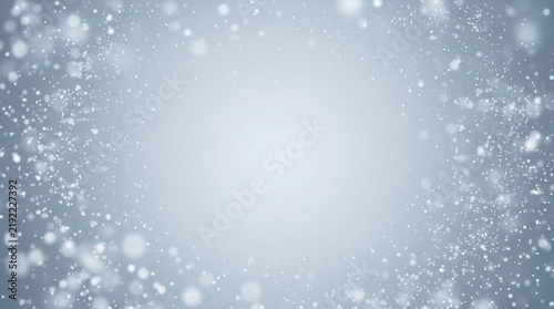 Soft silver particles floating in airy light gray atmosphere creating ethereal bokeh background for luxury event and holiday design projects