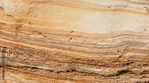 Detailed sandstone rock face texture with layered sedimentary strata and warm earth tones for geological and natural background