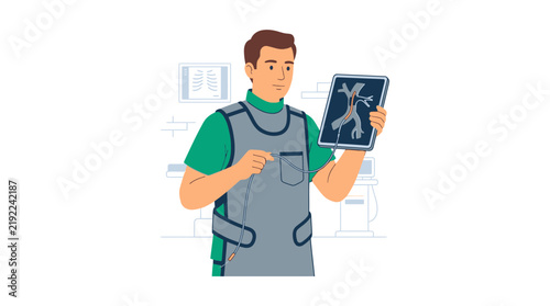 Doctor Examining Medical Scan in Modern Clinic