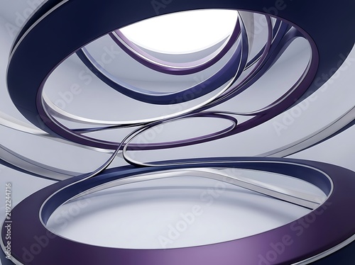 Modern Abstract Geometric Shapes with Curved Purple and Gray Tones