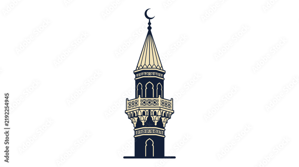 Obraz premium Islamic mosque minaret tower vector illustration