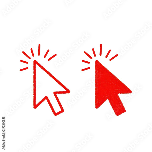 Red computer mouse cursors with motion lines isolated on transparent background