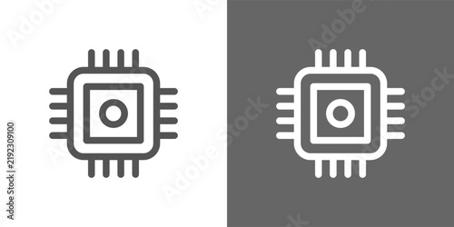 LLM chip icon set in black and white line style