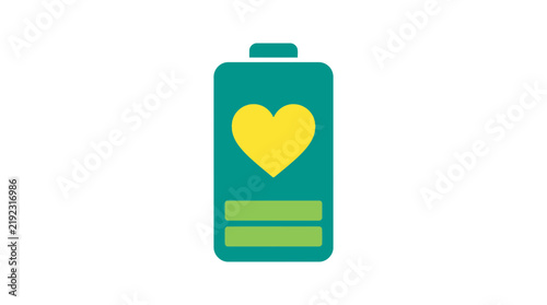Minimalist Battery Icon With Heart Symbol for Energy Concept