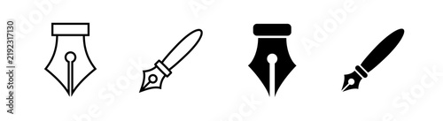Pen icon design element, outlined and flat glyph style