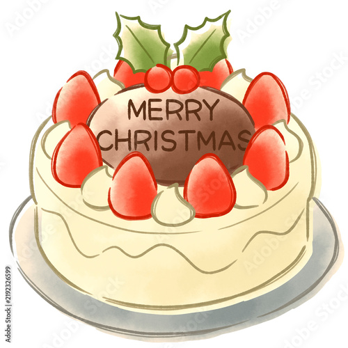 Naklejka クリスマスケーキのおしゃれな版ズレ水彩風イラスト