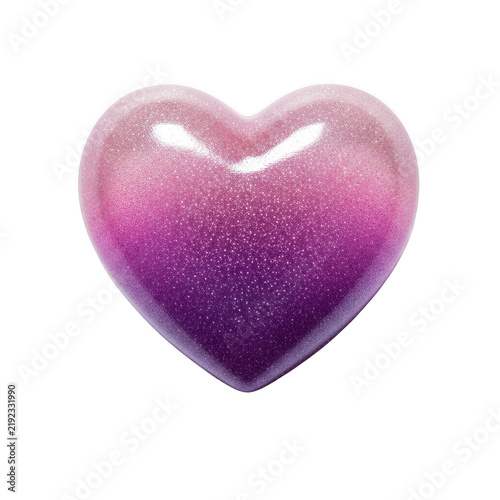 Pink and purple glitter heart shape isolated on white background for romantic design