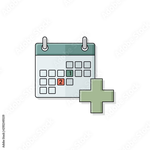 Medical Appointment Calendar Icon with Cross Symbol for Healthcare Scheduling and Doctor Visit Planning