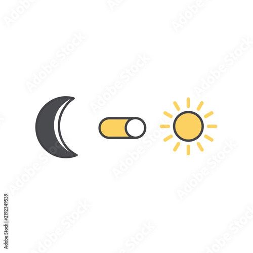 Minimalist Day and Night Theme Switch Vector Illustration for Website User Interface Settings
