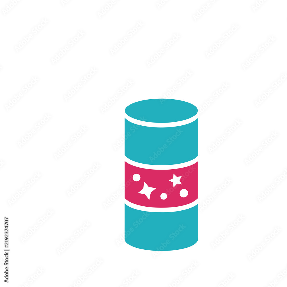 Fototapeta premium Cylindrical object with stars and dots pattern