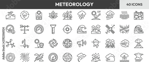 Meteorology and weather forecasting icons set vector illustration