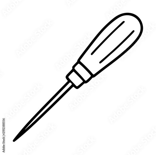 Konstfotografi Thick line vector icon representing a sharp scratch awl hand tool with a contour