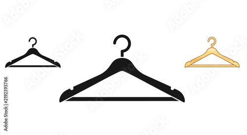 A collection of simple clothing hangers displayed on a plain white background