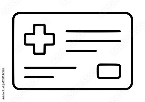 Health Insurance Card Icon Vector Illustration Medical Coverage Symbol Line Art Healthcare Document Flat Design Minimal Outline Style Simple Clean Graphic Icon - detailed commercial stock imagery