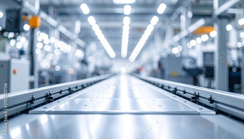 Automated conveyor belt in high tech industrial factory production line