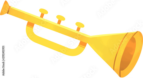 Quadro su tela Vibrant Golden Trumpet Illustration for Kids Music Education and Festive Events